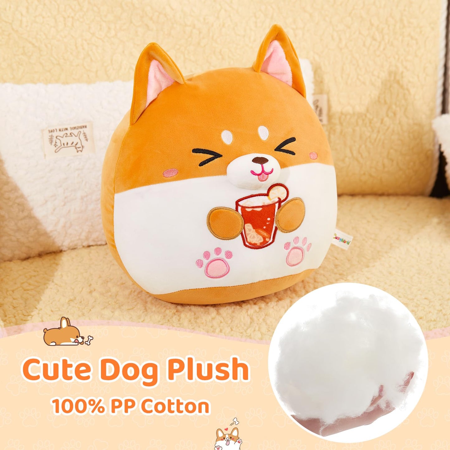 12'' Shiba Inu Puppy Plush Stuffed Animals Plushie Dog With Cola Super Soft Cozy Cuddle Toy Holiday Decor Gift For Boys Girls, 1