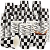 100 Pieces Checkered Cups 9 Oz Checkered Paper Flag Race Car Cups Party Supplies Black And White Cups Bulk Disposable Beverage C