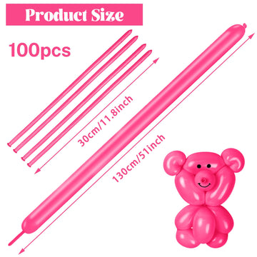 100 Pcs 260 Long Balloons (Hot Pink Balloons)