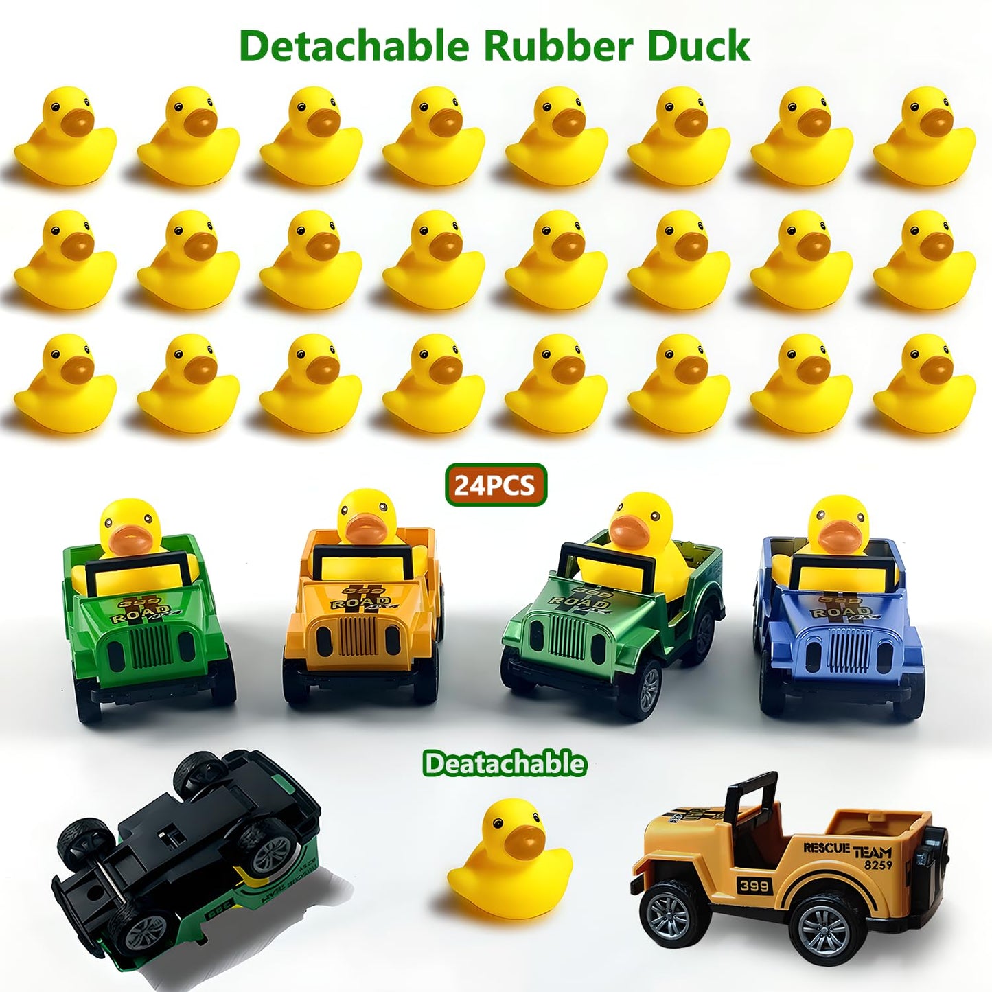 Yatics 24 Pack Movable Rubber Ducks For Jeep Ducking, Pull Back Duck For Jeep Ducking, 2.9 Inch Suitable Size, Unique Rubber Duc
