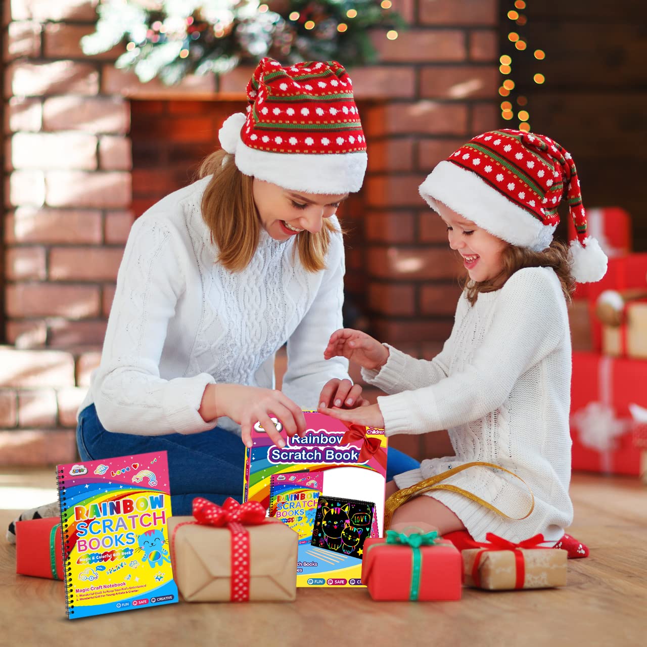 ZMLM Rainbow Scratch Notebooks for Kids: 2 Packs Art-Craft Scratch Off Notebooks Kits Magic DIY Paper Supplies Toy for 3 4 5 6 7