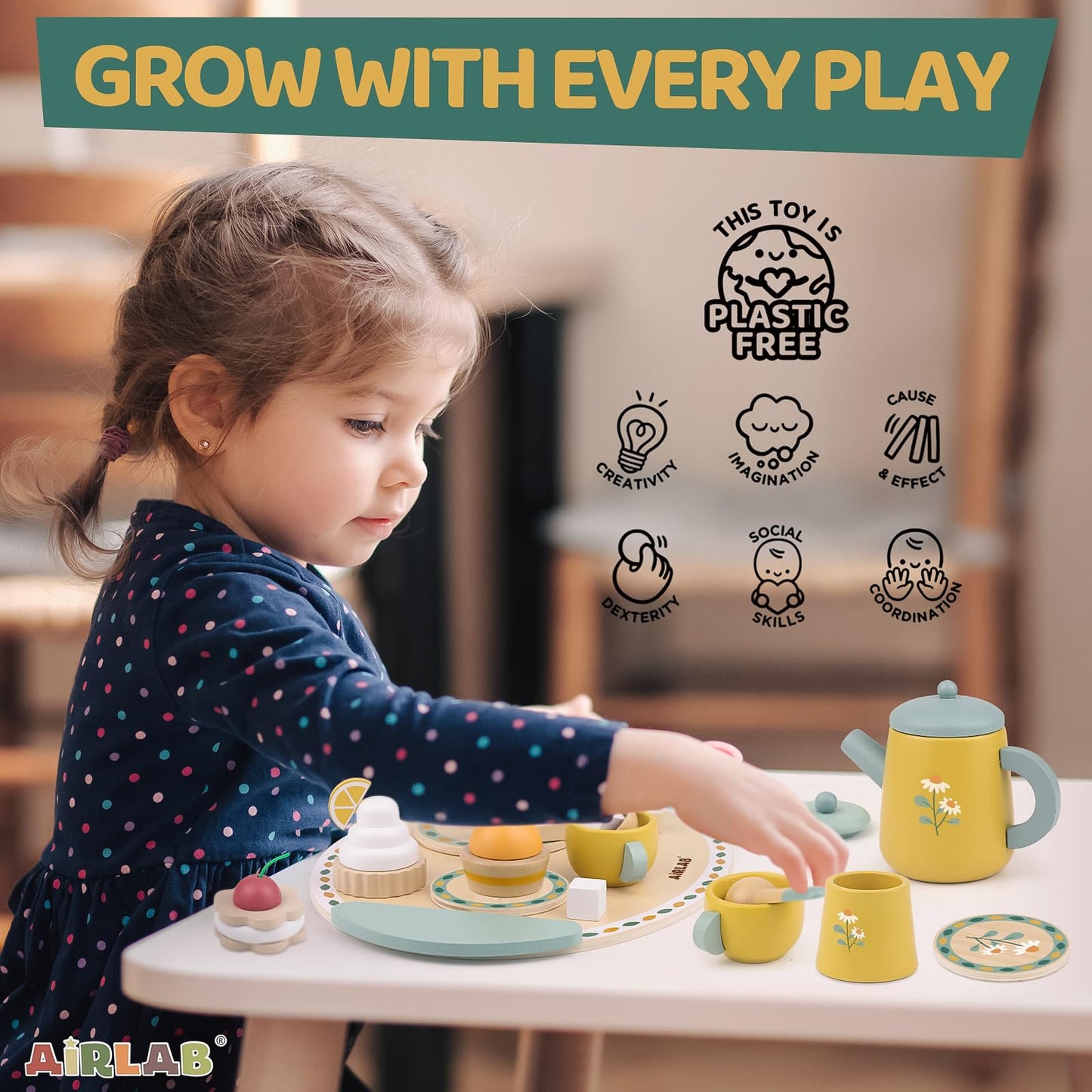 Tea Sets for Toddlers 3-5 Girl Birthday Gift 2 Year Old Princess Party Wooden Play Food Toy Sets for Kids Kitchen Accessories Ag