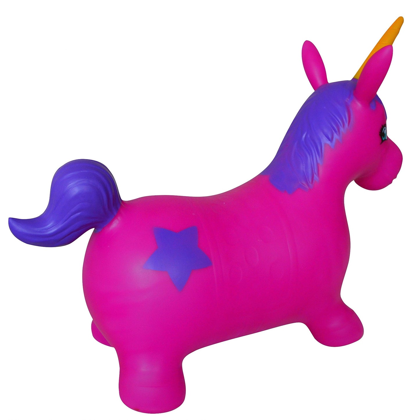 Appleround Unicorn Bouncer With Hand Pump, Inflatable Space Hopper, Ride-On Bouncy Animal For Children (Purple)