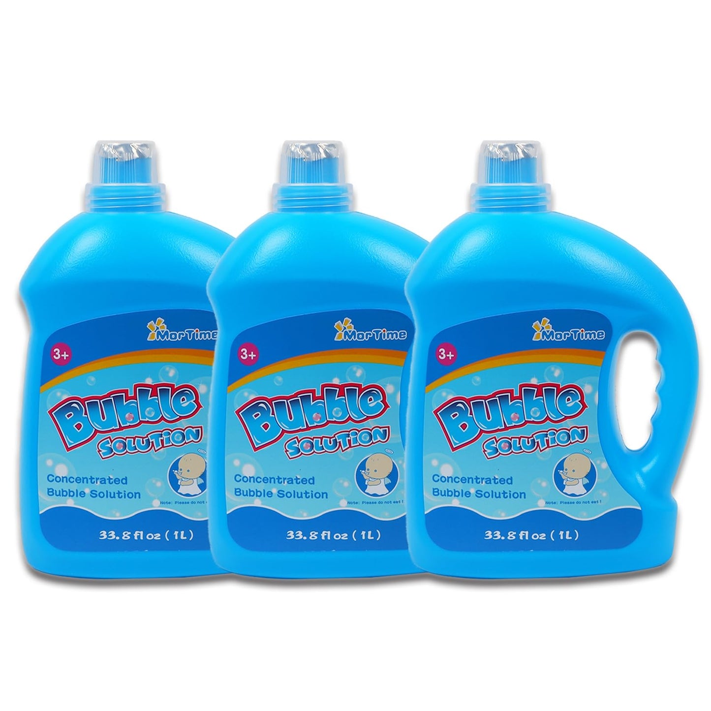 Mortime 3 Bottles Bubble Solution Refills, 3 L/101 Oz (Up To 7.5 Gallon) Concentrated Bubble Solution Refill For Bubble Wands, B