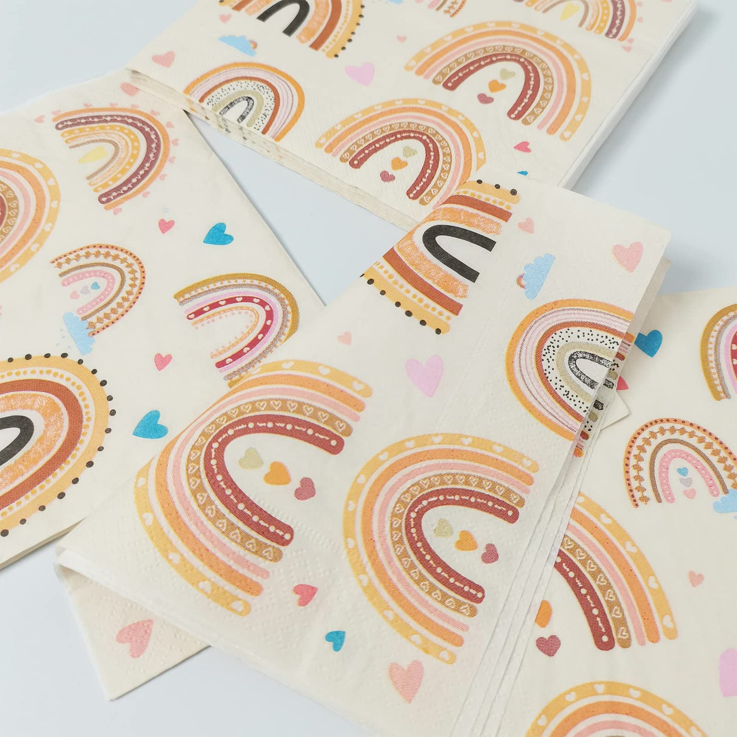 Party Greeting 50 Pcs Boho Rainbow Napkins Supplies Boho 1St Birthday Party Napkins Decorations Rainbow Lunch Paper Napkins For Birthday Baby Shower