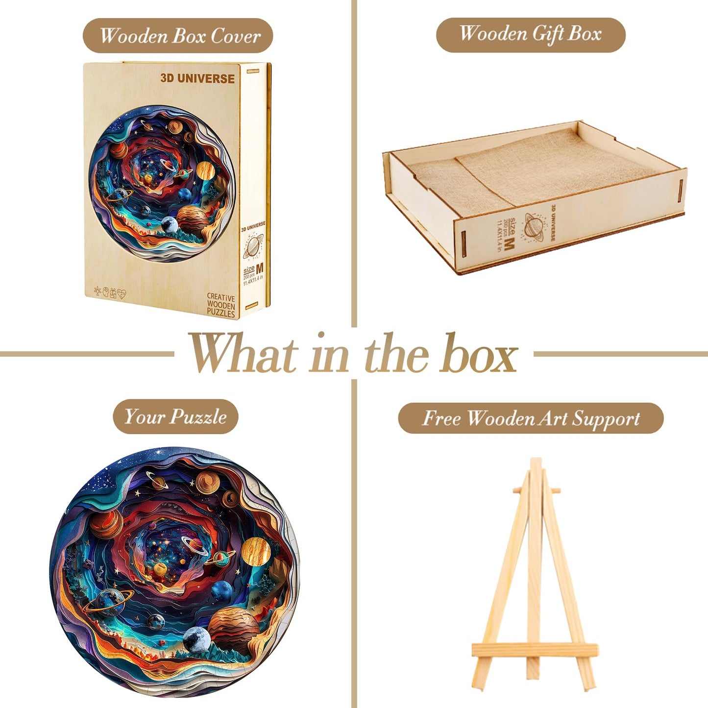 Wooden Puzzle For Adults-3D Visual Effect Universeunique Shape Advanced Wooden Jigsaw Puzzle For Adults And Kids,Best Gift,Wood