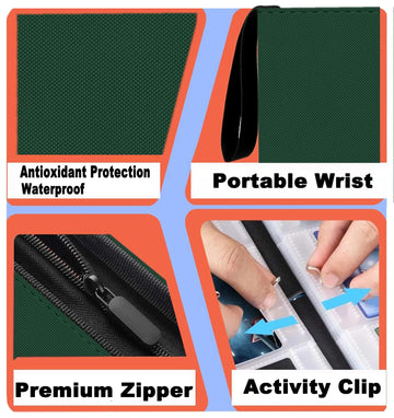 Card Binder 9 Pocket enhanced Zipper Trading Card Album 720 Cards Folders for Collectible MTG TCG Sports Cards Binder (Green)