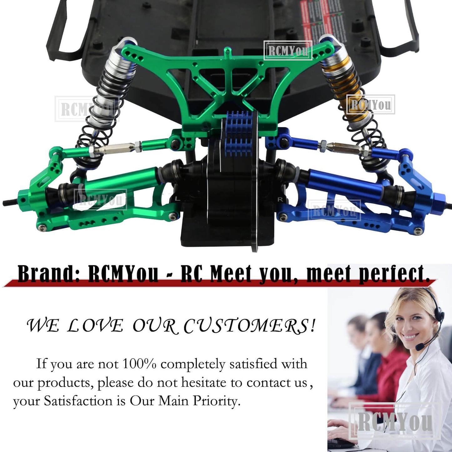 RCMYou Upgrades Part for 1/10 Slash 2WD,Alloy Front Rear Suspension Arm,Caster Block,Steering Blocks,Rear Stub Axle Carriers,Ste