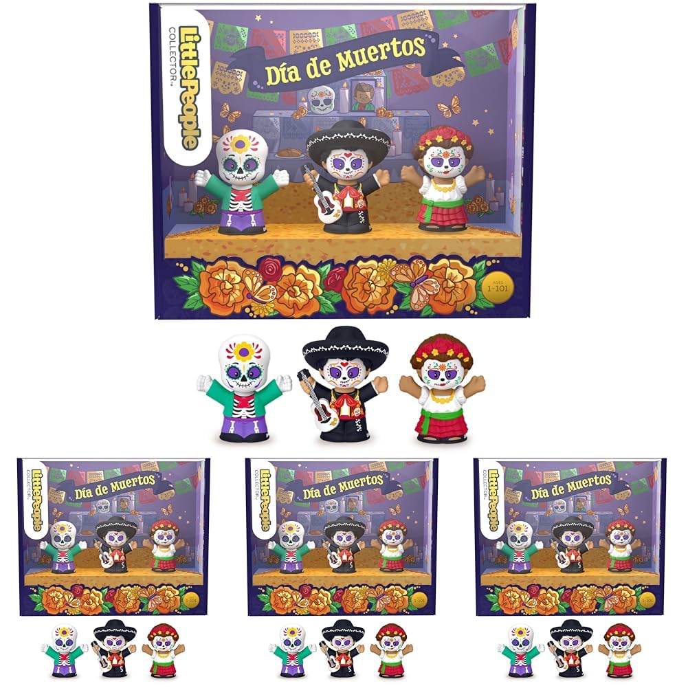 Little People Collector D  a de Muertos Special Edition Set in a Display Gift Package for Adults & Kids, 3 Figures (Pack of 4)
