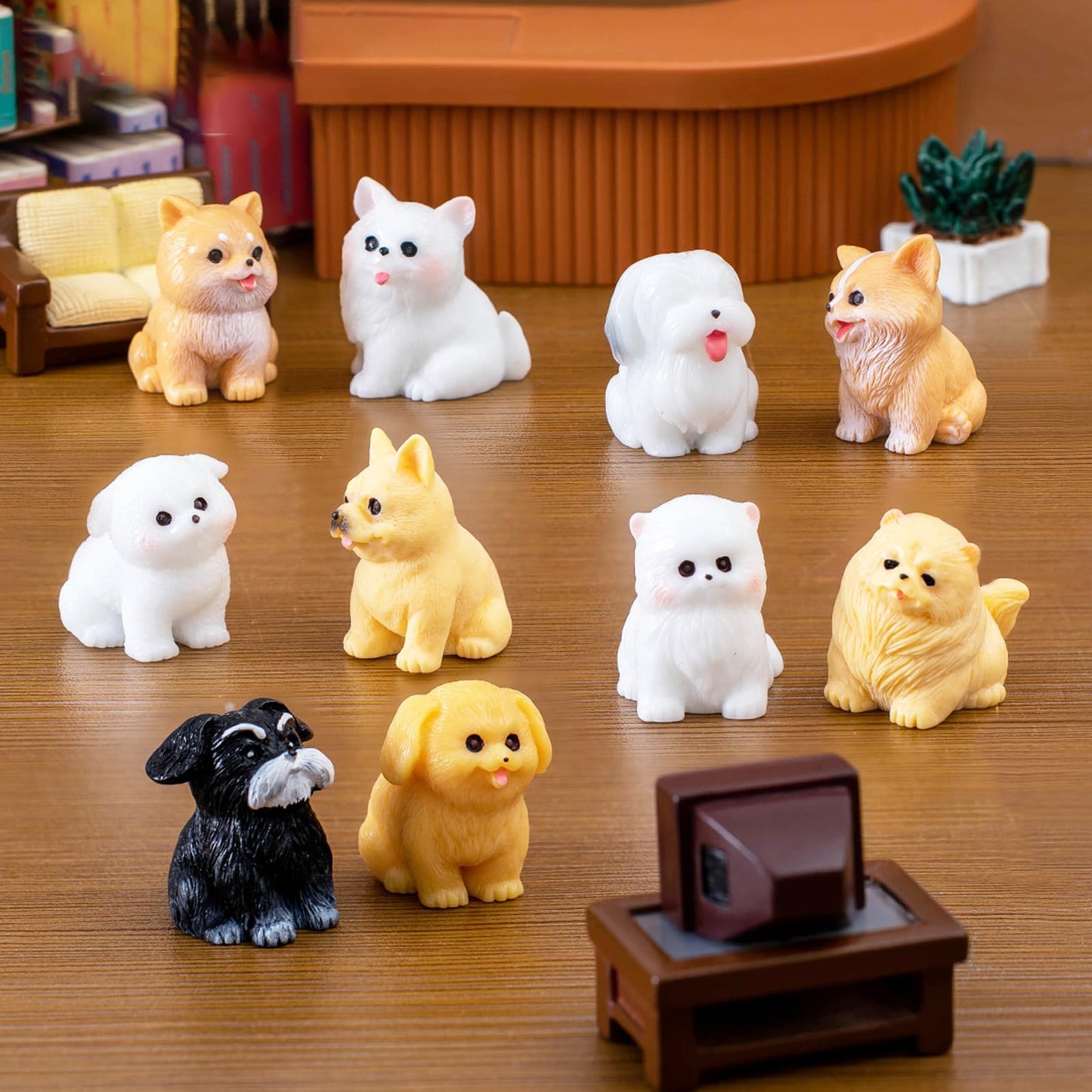 ONEST 16 Pieces Mini Dog Figurines Playset Hand Painted Tiny Dogs Realistic Detailed Plastic Puppy Figures Toys Small Dog Figuri