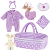 Babeside 8 Pcs Reborn Baby Doll Clothes With Bassinet For 17-22 Inch Baby Doll, Baby Doll Clothes Outfit Accessories Fit Newborn Baby Doll Girl
