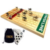 FINENI Horse Racing Game for Adults - 22” Pine Wood Board with 11 Metal Horses, Dice & Cards, Log Color2