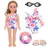 Msyo Doll Swimsuit Set For 18-Inch Doll, 7 Pcs Doll Swimming Accessories, 18-Inch Doll Bathing Suit Set, Fashion Doll Water Play