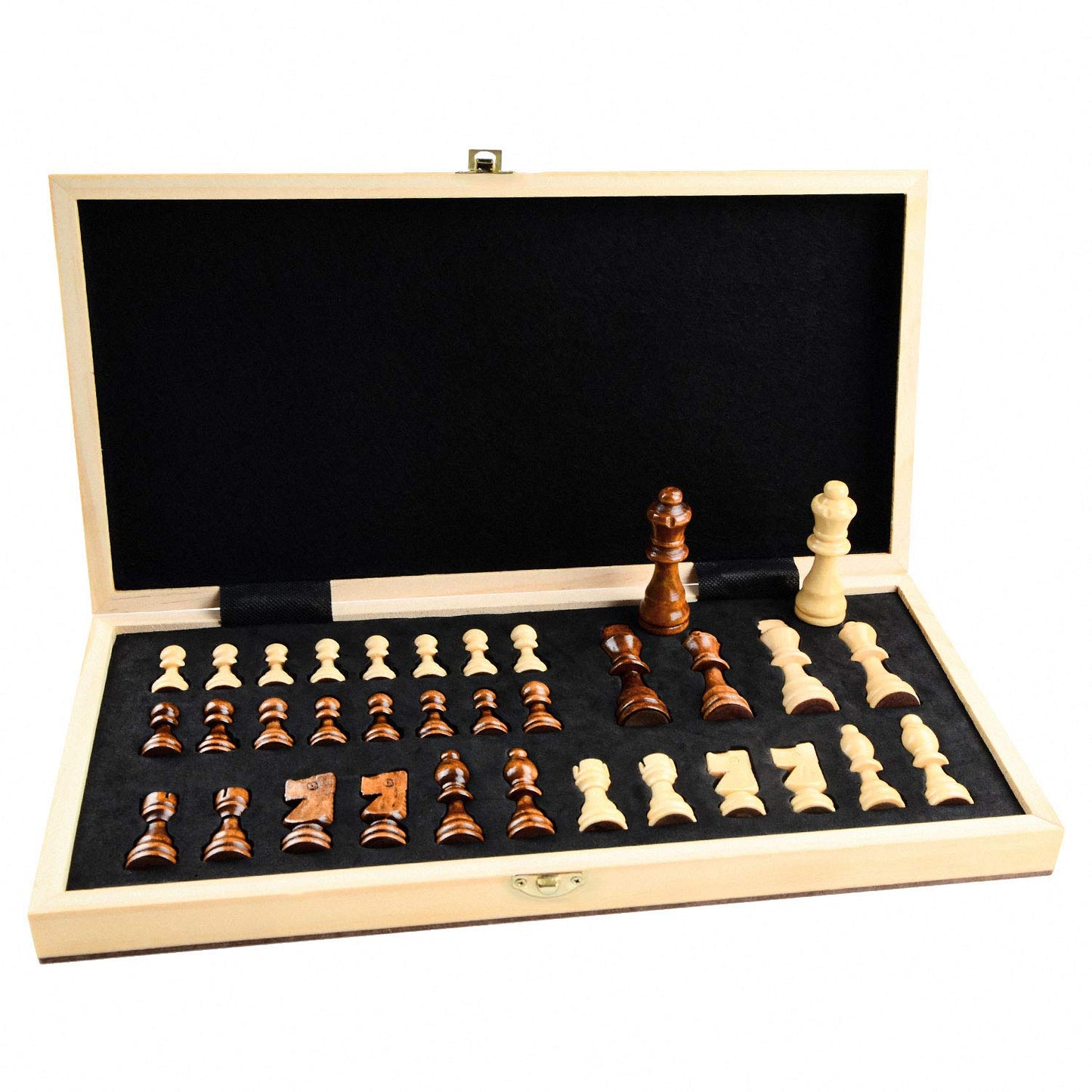 Leap Wooden Chess Set Magnetic Travel Size 11.5'' Inches - 2 Extra Queens - Magnetic Folding Board, Handmade Portable Travel Che