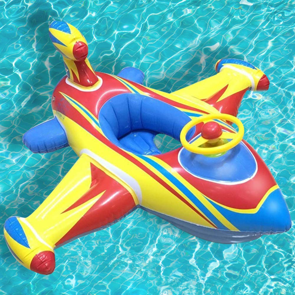 Baby Inflatable Pool Float Swimming Float Boat with Steering Wheel Horn for Kids Toddlers Age 1-4 Boys Girls Inflatable Ride-ons