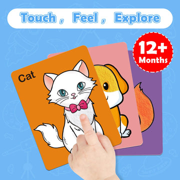 Broytain Touch And Feel Flash Cards For Toddlers 1-3,Learn Cvc Words For Kids,Texture Sensory Play Mats,Learn Animals,Everyday I