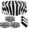 Tatuo 3 Pcs Black and White Round Circus Table Cloth 84 Inch Carnival Circus Tablecloths Striped Disposable Plastic Table Cover