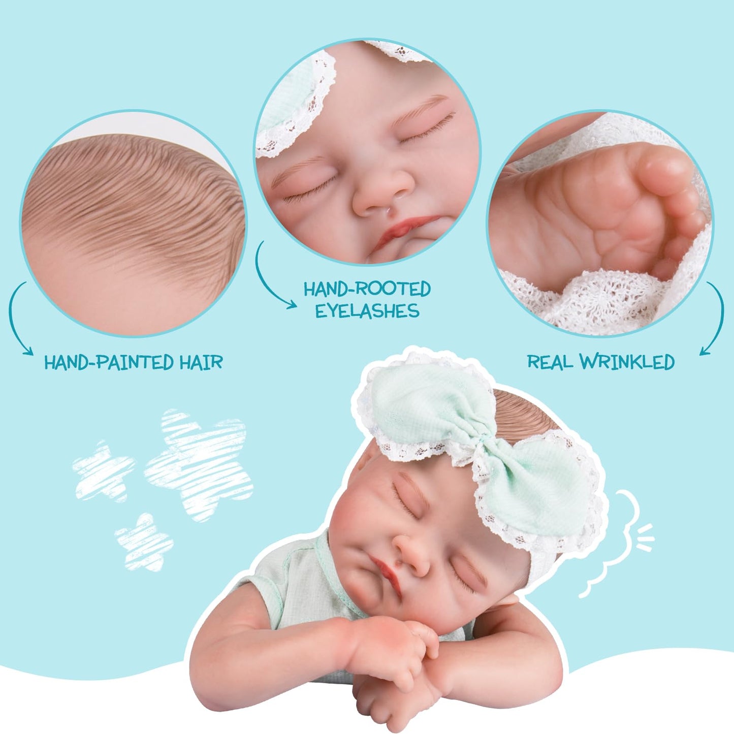 Aori Lifelike Reborn Baby Dolls Real Life Realistic Baby Dolls 20 '' Sleeping Newborn Baby Girl With Doll Accessories For Girls 3+