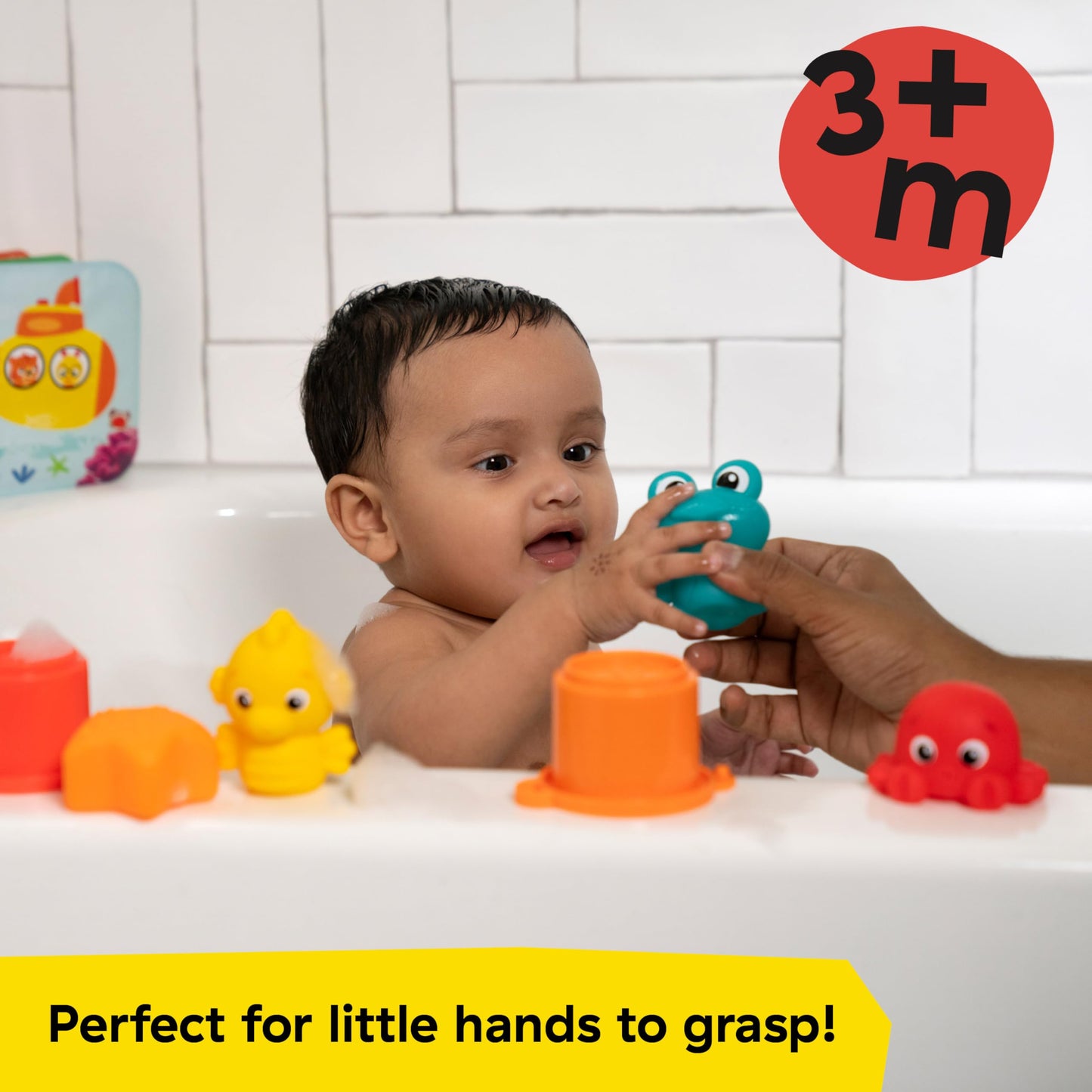 Baby Einstein Ocean Explorers Opus Bath Pals 11-Piece Gift Set, Waterproof Bath Book & Toys, 10"x10"x5", Ages 3 Months+