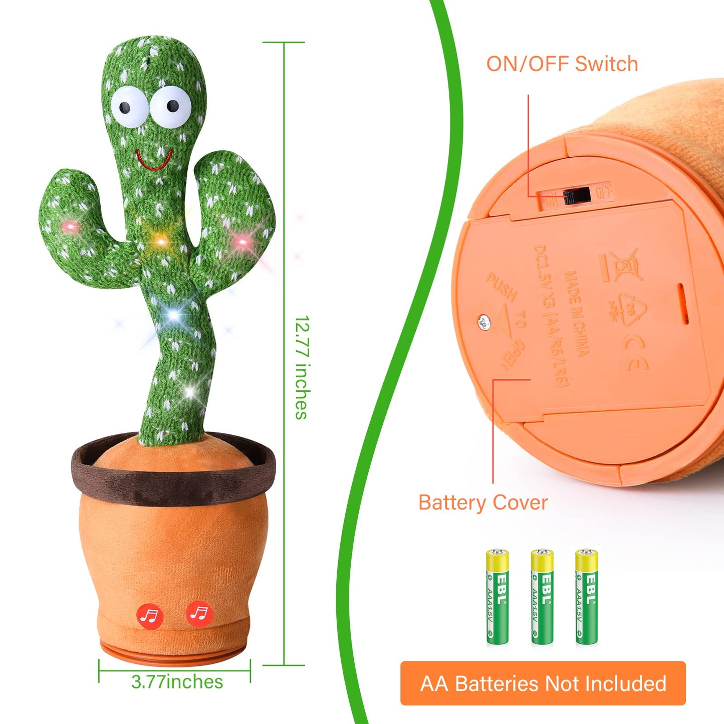 Sanjoin Dancing Talking Cactus Toy For Baby Toddler, Boys Girls Gifts Singing Mimicking Cactus Toy Recording Repeating What You