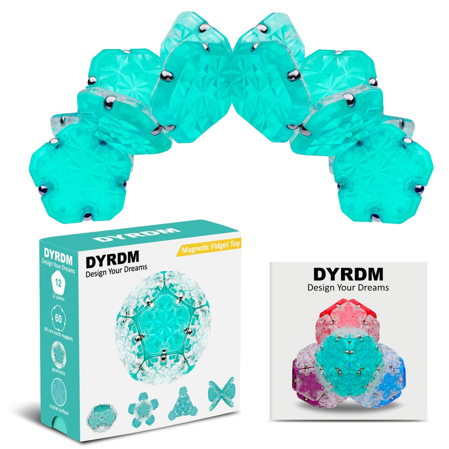 Dyrdm Magnetic Fidget Sphere 12 Pcs Magnetic Pentagons Magnet Sphere Fidget Toys Magnetic Building Blocks Stress Relief Desk Toys For Adults Green