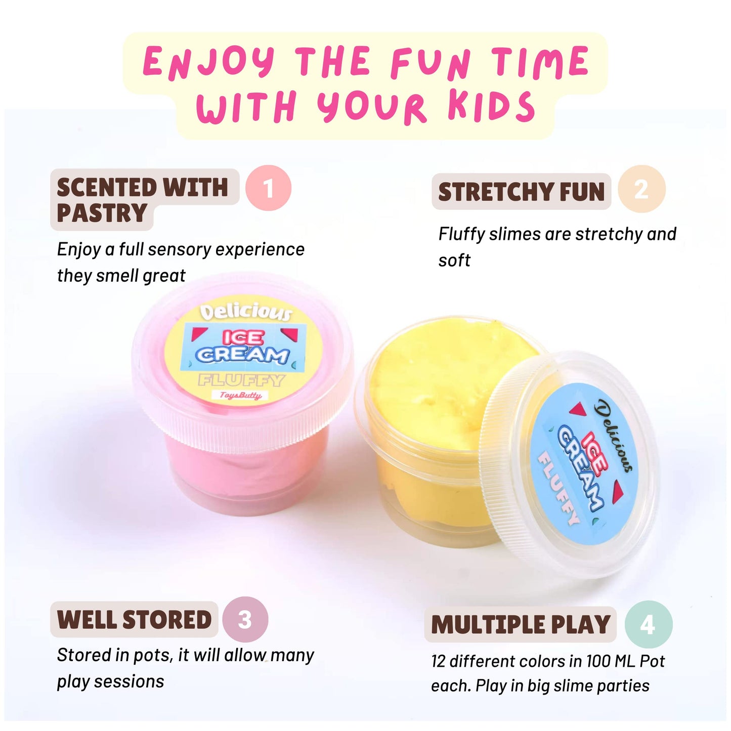 Toysbutty Butter Slime Kit For Girls, 12 Color Soft Scented Slime Ice Cream Making Set With 21 Slime Accessories In Gift Box, In