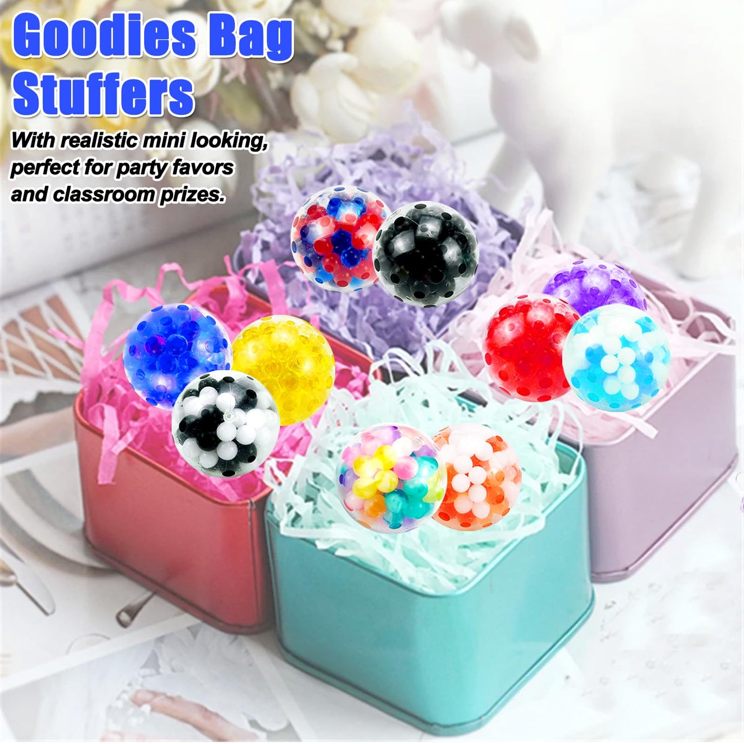 60Pcs Stress Balls, Squeeze Balls Bulk, Small Sensory Balls For Adults Stress Relief, Classroom Prizes, Halloween Party Favors,