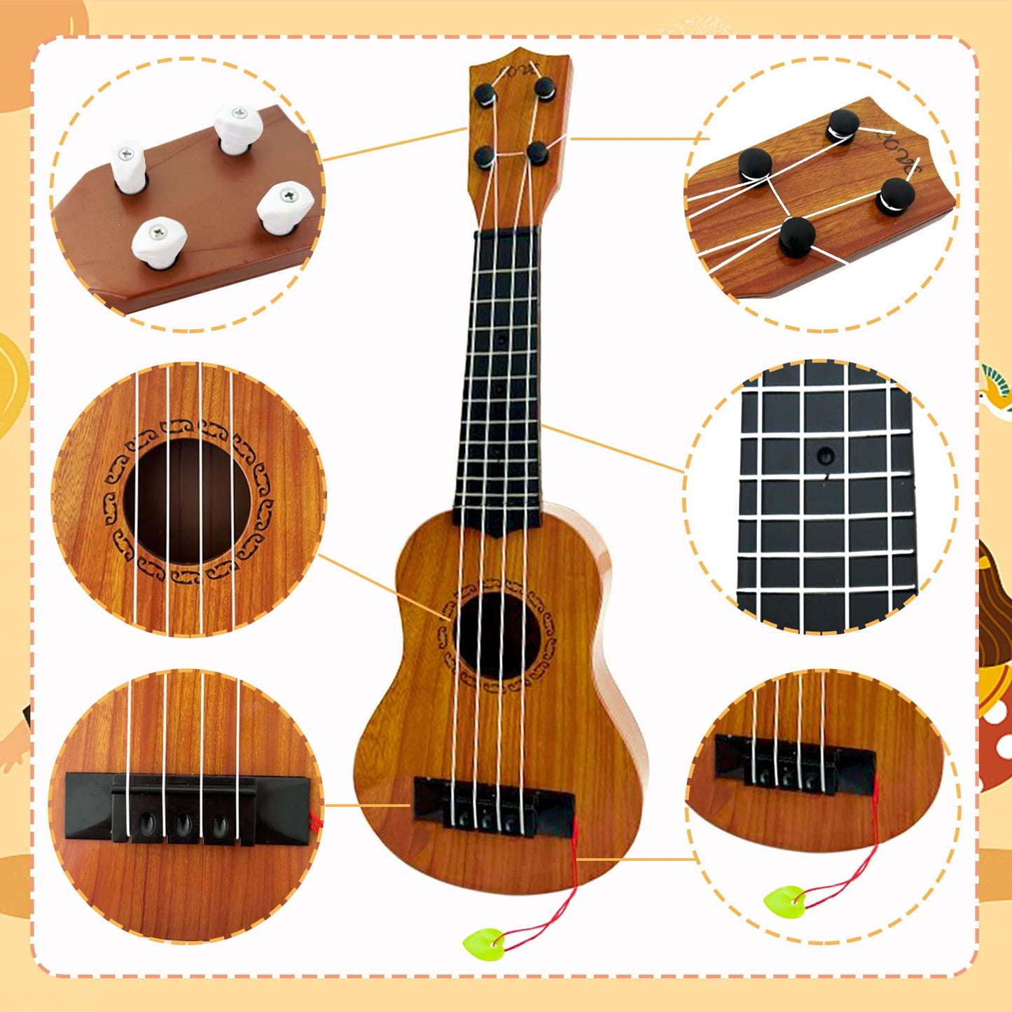 Kids Toy Ukulele Guitar,Classical 17Inch 4 String Mini Children Guitar With Pick,Educational Musical Instrument Toy For Toddlers