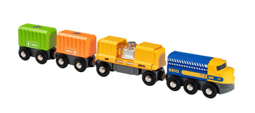 BRIO 33982 Three-Wagon Cargo Train - Kid-Friendly Wooden Toy Train | Engaging Play Experience | Compatible with All Railway Trac