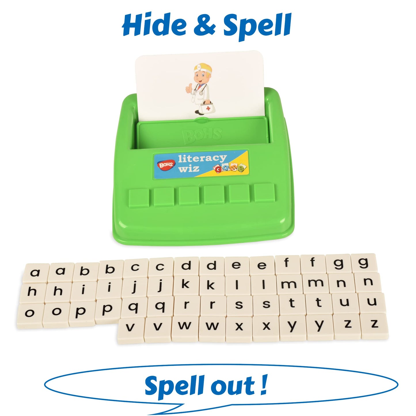 Bohs Literacy Wiz Fun Game - See And Hide Spell - Lower Case Flash Cards - Preschool Language Learning Educational Toys
