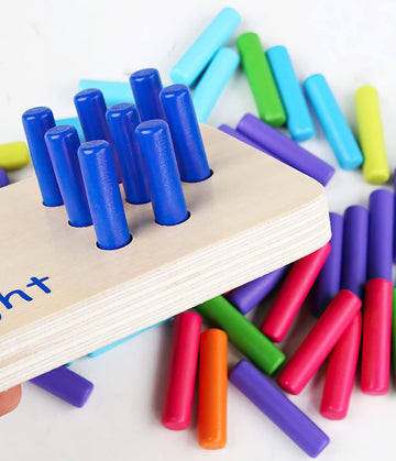 Mikneke Montessori Number Counting Peg Board, Wooden Math Manipulative Materials For Preschool, Number Montessori Learning Toy For Toddlers & Kindergarteners (Colorful Peg)