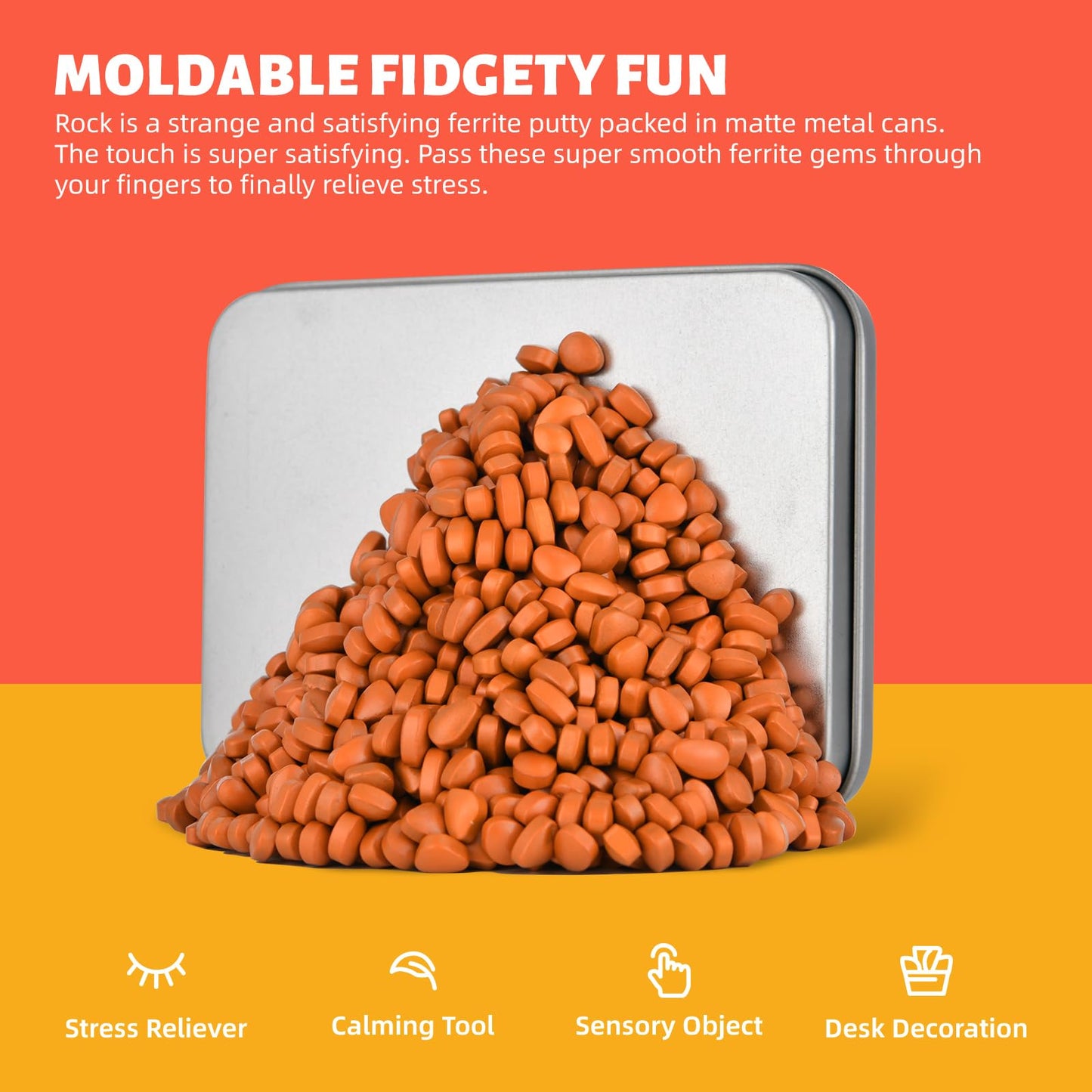 Lcvuuk Magnetic Ferrite Putty Rocks, Orange More Than 600 Weak Magnetic Smooth Ferrite Pebbles, Magnet Rock Desk Toys And Time-K