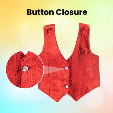 Red Sequined Vest - Size L (12-14)