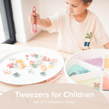 Inspire My Play Coral Silicone Mini Tongs for Kids - Small Toddler Tweezers - Fine Motor Skills Accessories - Model ST3COR