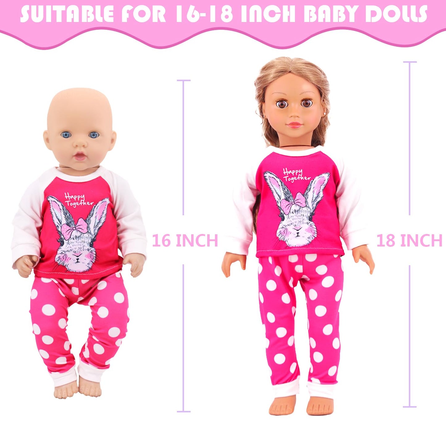 Zita Element 5 Sets Baby Doll Clothes Outfits Casual Wear For 14-18 Inch Doll, Doll Clothes For Alive Doll 10 Pcs Baby Doll Acce