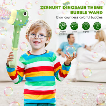Zerhunt Bubble Machine for Kids - Outdoor Toy, Battery Operated, Acrylic, Dinosaur Color, Perfect for Parties and Gifts