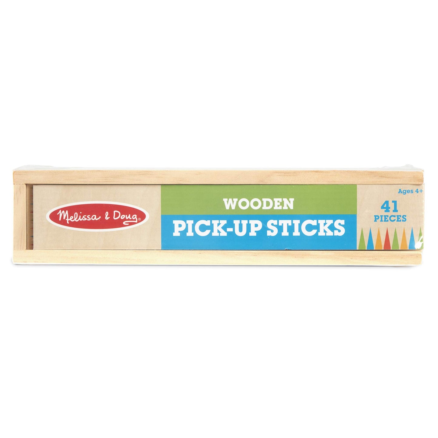 Melissa & Doug Wooden Pick-Up Sticks Tabletop Game with 41 Colorful Wooden Pieces in Wooden Storage Box
