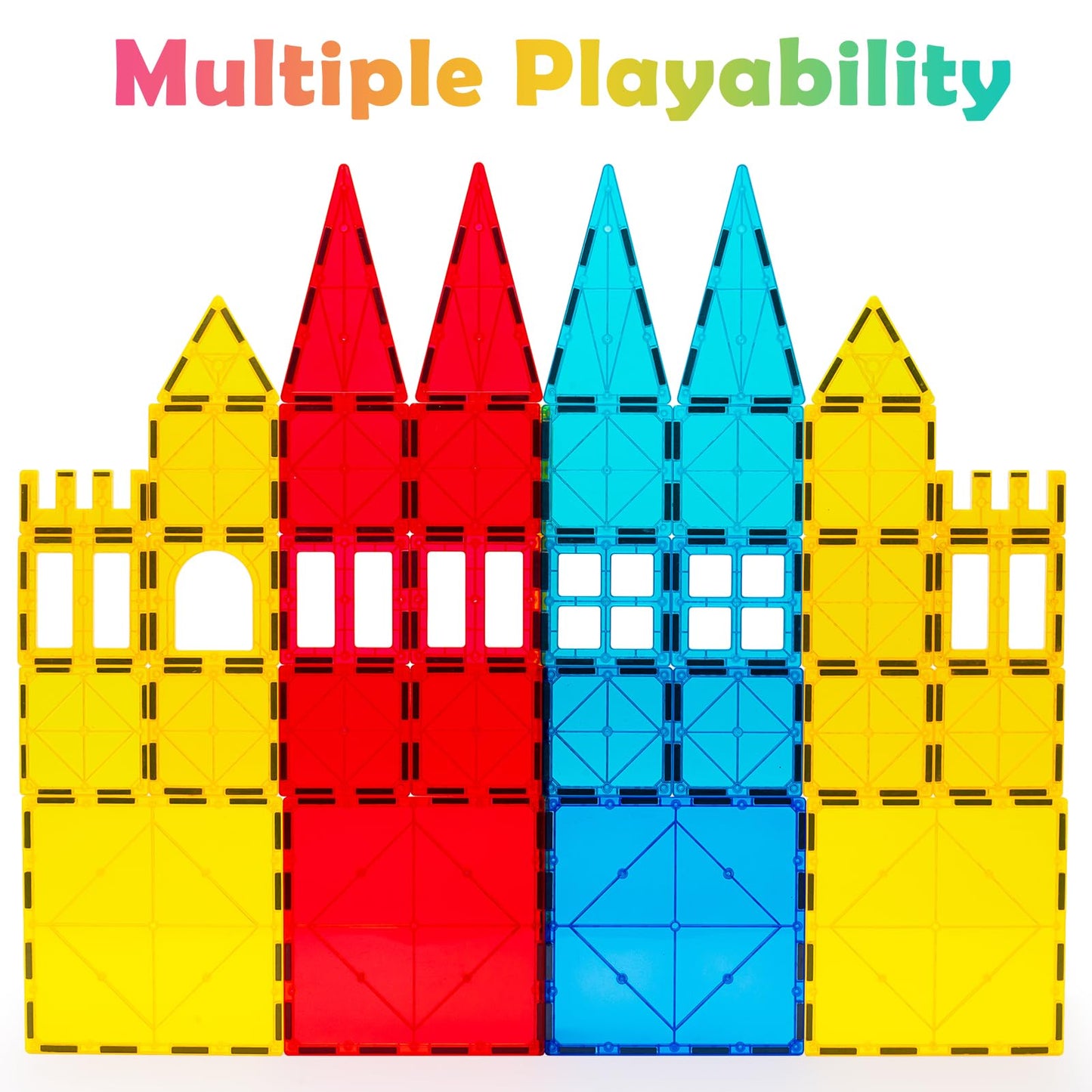Gemmicc 6 Pcs Large Magnetic Tiles,Jumbo Magnet Base Plates,Stem Magnetic Building Blocks For Kids Boys Girls