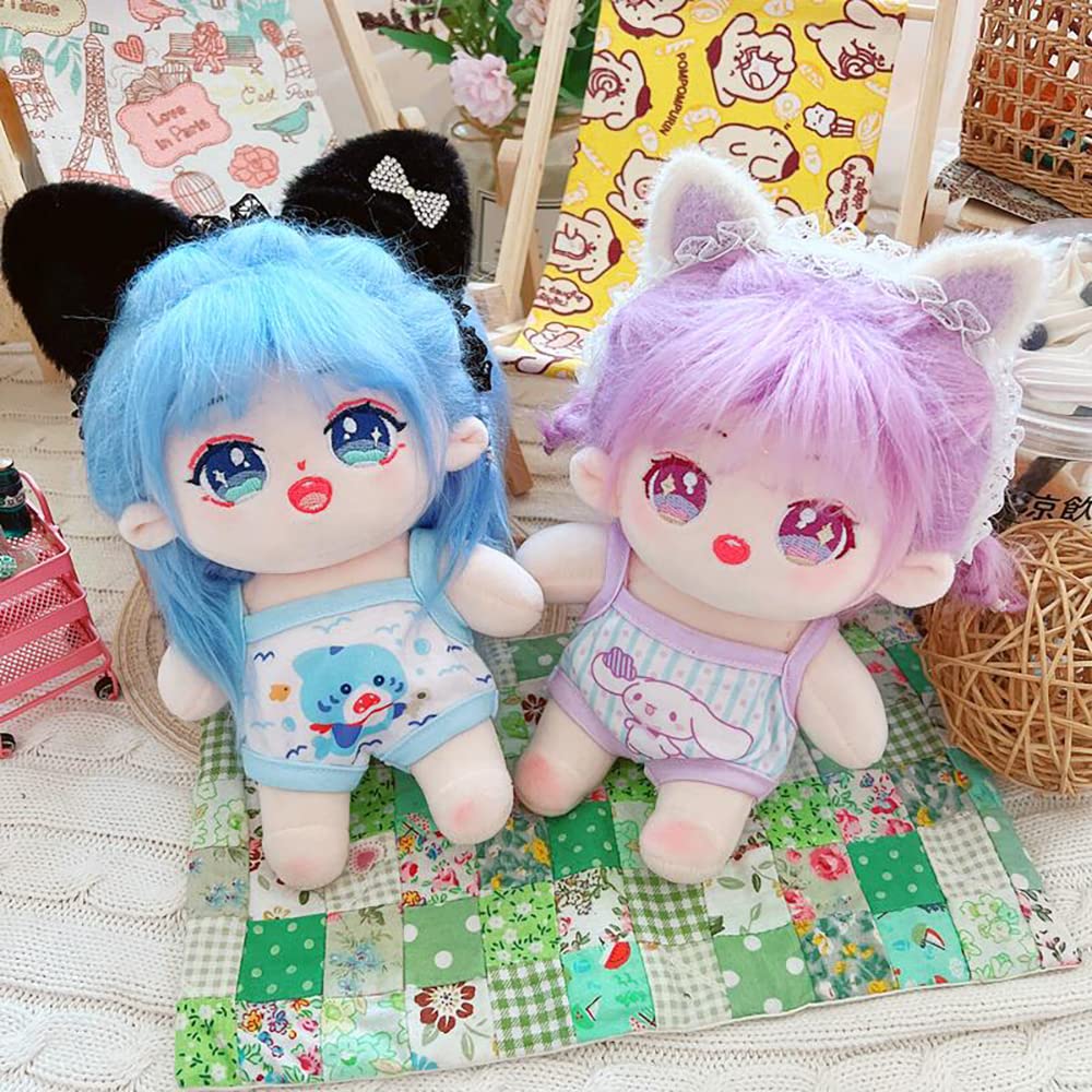 Niannyyhouse 20Cm Plush Doll Clothes Camisole Romper Kpop Doll Dress Up (Purple+Blue)