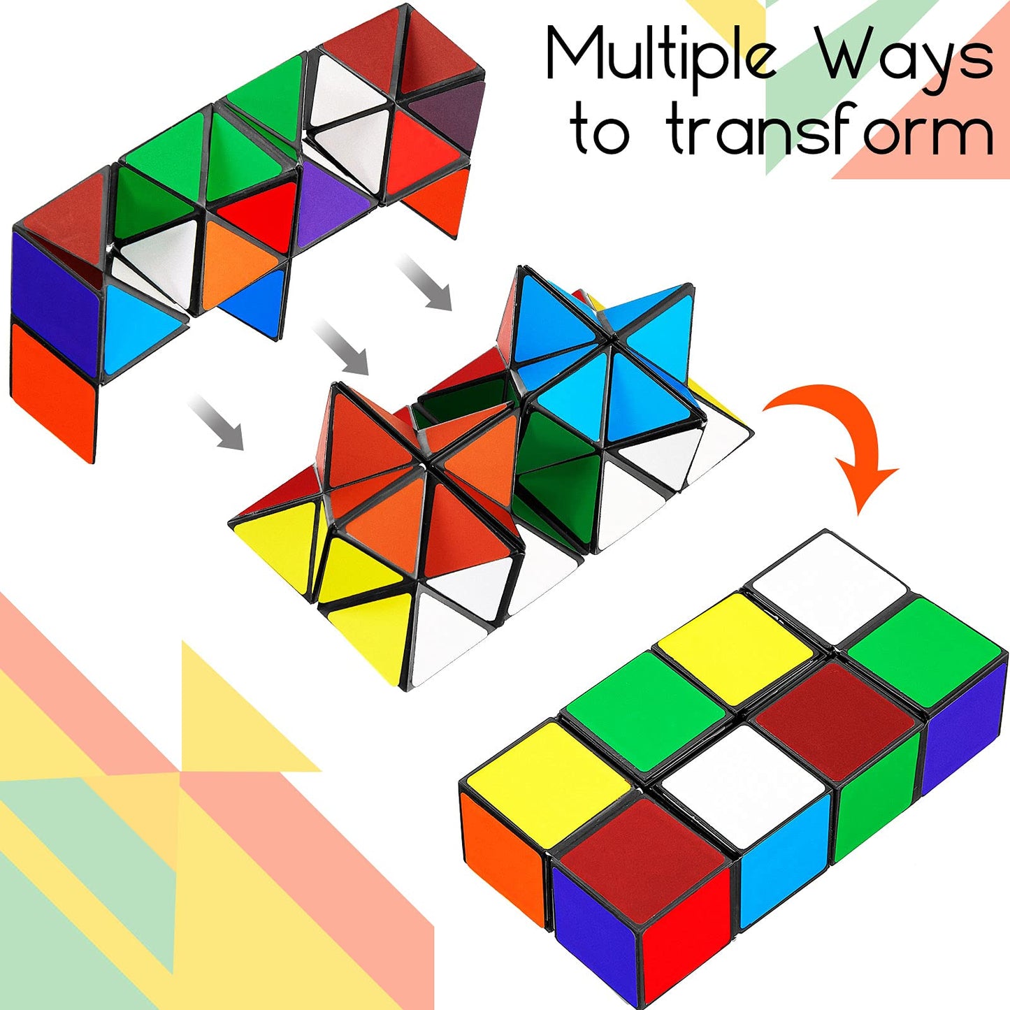 Zhanmai 4 Pieces 2 in 1 Combo Cube Toy - Magic Star Cube & Infinity Puzzle, Vivid Color, Plastic, Perfect for Teens & Adults