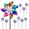 Battife 10 Pack Sparkly Rainbow Pinwheels, Reflective Wind Spinner For Yard And Garden With Stakes, Decor Windmill To Scare Bird