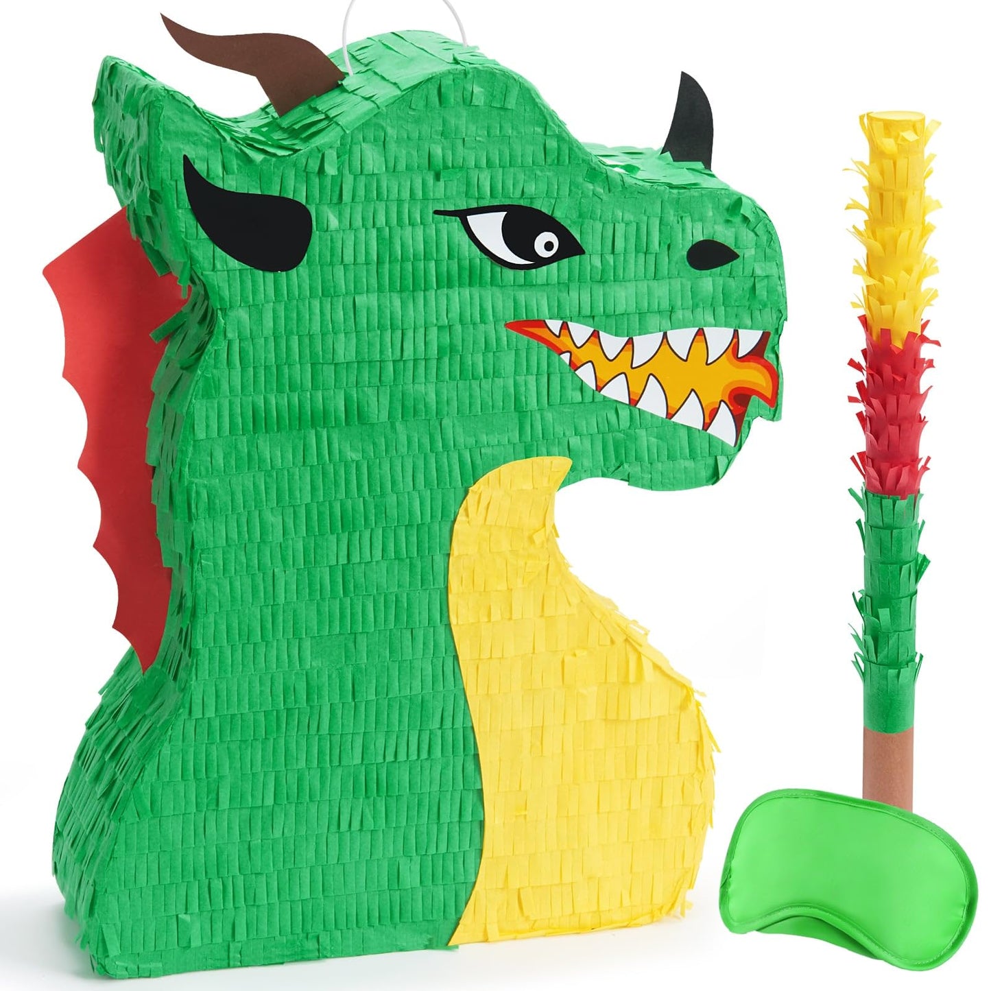 Wernnsai Dragon Piñata - Dinosaur Party Supplies Dino Piñata Bundle With Blindfold And Stick For Boys Kids Dragon Theme Birthday Party Game Decorations (15.5' X 10' X 3')