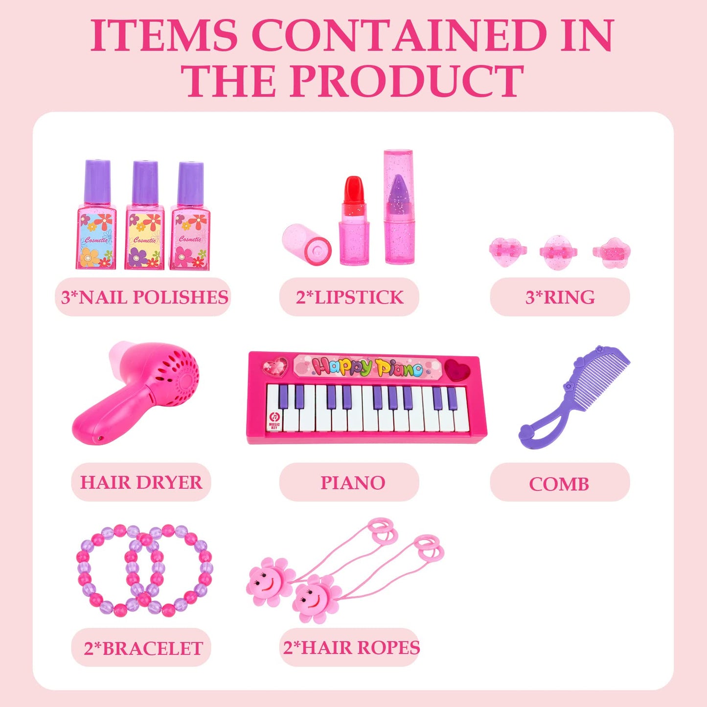 Vanity Makeup Table Toy With Adjustable Mirror, Comfortable Seat, Electronic Organ, Lights, And Music For Little Girls - Spark I