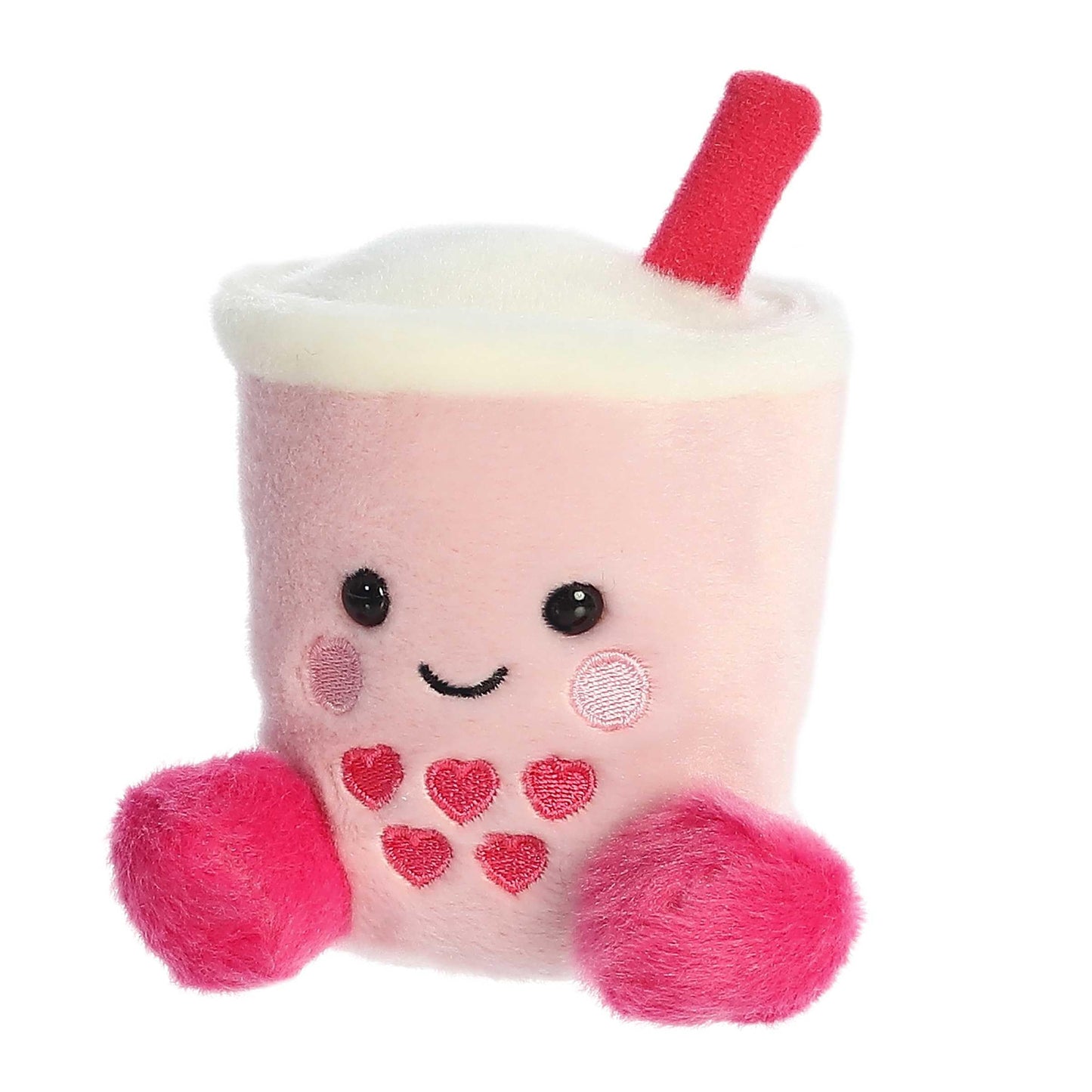 Aurora Adorable Palm Pals Tangy Heart Boba Stuffed Animal - Pocket-Sized Play - Collectable Fun - Pink 5 Inches