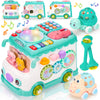Baby Gift For 1-2 Year Old Girl, 10-In-1 Montessori Toys Bus For Baby 6-12-18 Months+, First Christmas And Birthday Gifts, Blue