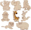 Curious Button Set Of 24 Pcs Unfinished Wood Animal Jungle Cutouts, Wooden Crafts To Paint For Kids, Forest Animal Shapes Slice