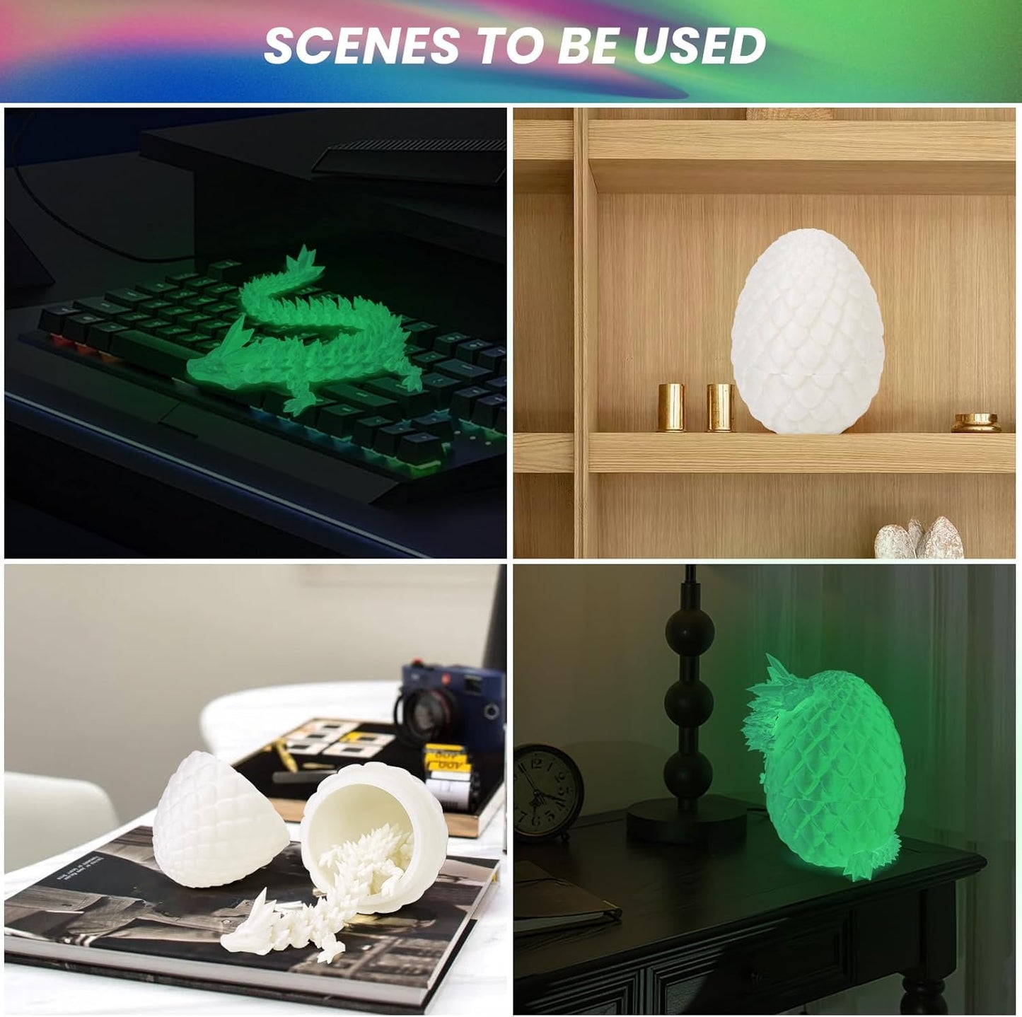 3D Printed Dragon Egg, Dragon Eggs With Dragon Inside, Articulated Dragon, Mystery Dragon Egg Fidget Toy, 3D Dragon Eggs Surprise Fidget Toy(A-Luminous)