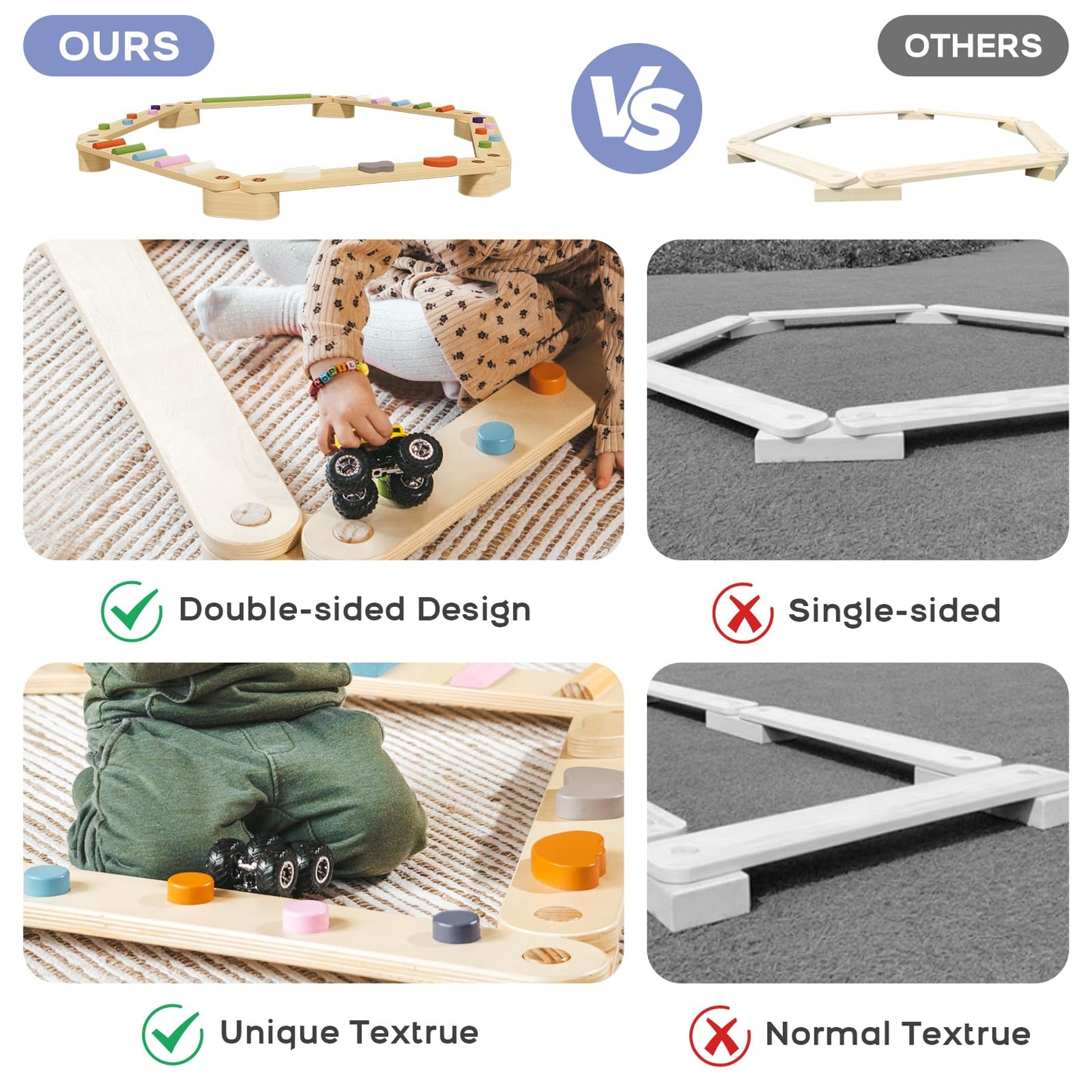 Banasuper Wooden Balance Beam For Kids Toddlers Gymnastics Beam Children Balance Board Montessori Toddler Toys Gymnastics Obstac