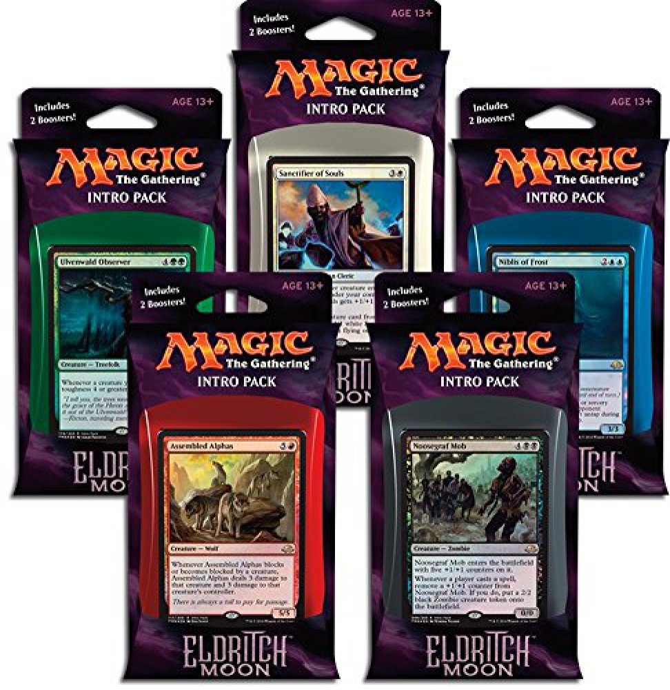 Magic The Gathering: Mtg Eldritch Moon: Intro Pack/Theme Deck: Dangerous Knowledge (Includes 2 Booster Packs & Alternate Art Premium Rare Promo) Blue/Red - Niblis Of Frost
