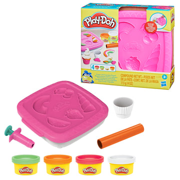 Play-Doh Create ‘N Go Cupcakes Playset, 4 Colors & Storage Container, Play Food Sets, Easter Basket Stuffers, Preschool Toys, Kids Arts & Crafts, Ages 3+